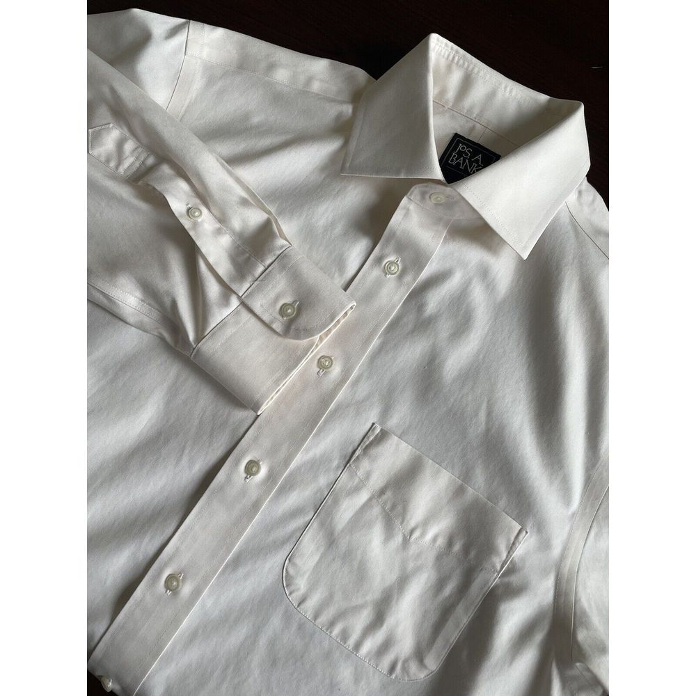 Men's Jos. A. Banks Travelers Long Sleeve Cream Dress Shirt 15 - 34 Tailored Fit